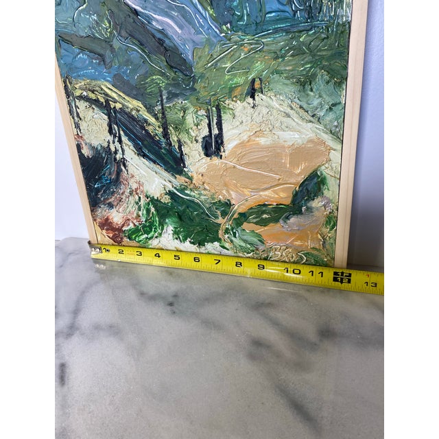 Paint Vintage Abstract Expressionist Impasto Landscape Painting on Board in Handmade Wood Frame 12" X 15" For Sale - Image 7 of 10