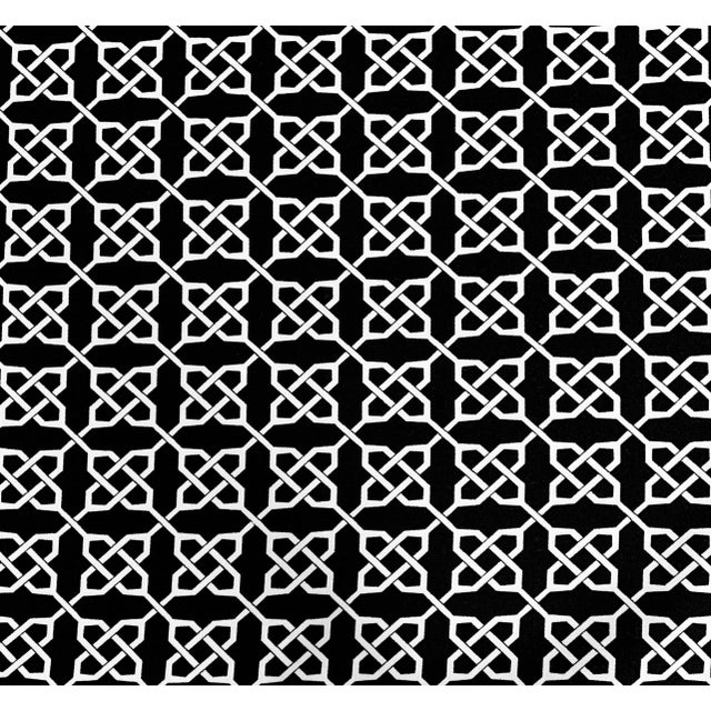 Textile Free Spirit Designer Vicki Payne Black & White Celtic Knot Chinoiserie Fretwork Lattice Trellis Fabric- 7.9 Yards For Sale - Image 7 of 7