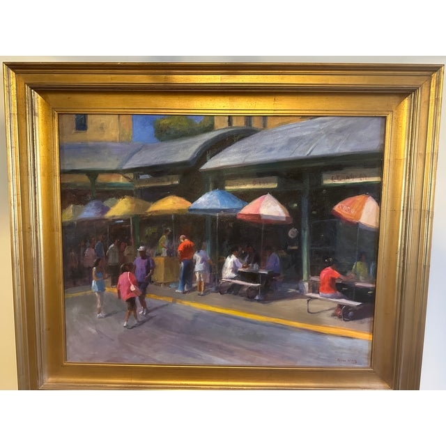 Impressionist Contemporary Original Painting of City Farmer's Market For Sale - Image 3 of 9