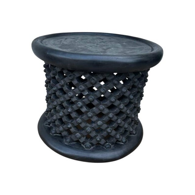 Black Handcrafted Bamileke Coffee Tables Bedside Handmade Coffee Table Stool For Sale - Image 4 of 6