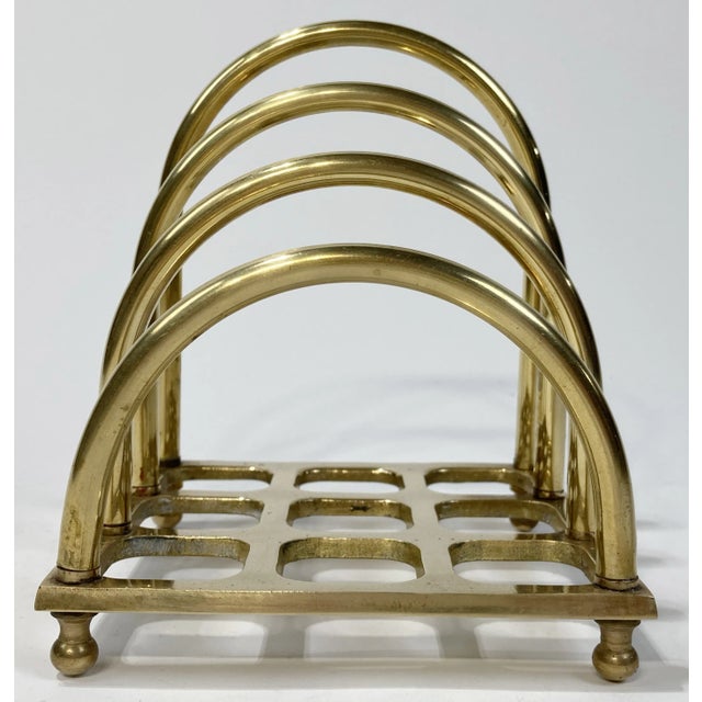 Mid-Century Modern Vintage Brass Tiered Waffle Base Napkin or Letter Holder For Sale - Image 3 of 6