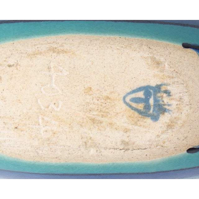 Blue Glidden “Gulfstream” Canoe Boat Bowl by Fong Chow For Sale - Image 8 of 8