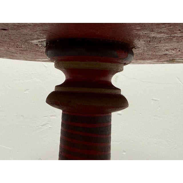 Hand-Painted Round Pedestal Game Table, Vintage For Sale - Image 11 of 12