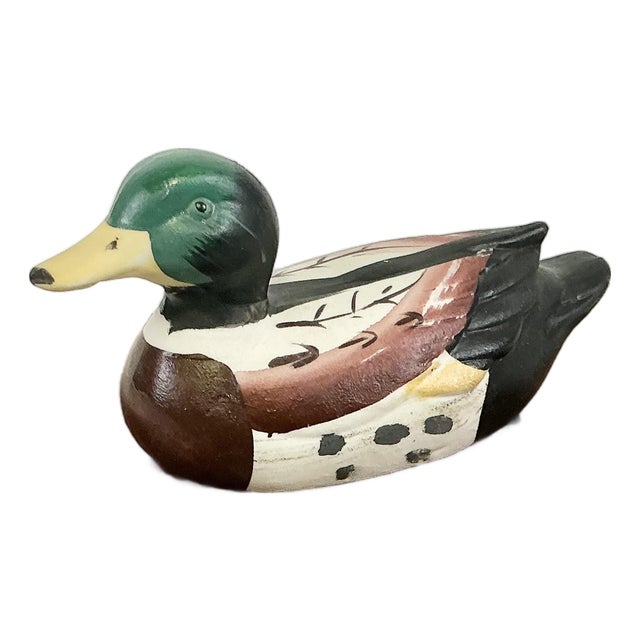 1980s Vintage Arts & Crafts Adirondack Rustic Duck Playing Card Box - 2 Decks Included For Sale