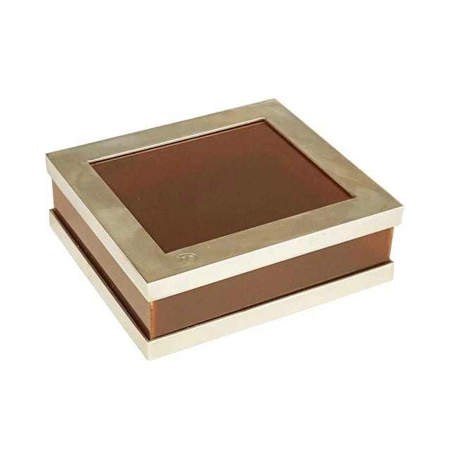 Red Vintage Italian Nickel Plated Metal and Plastic Box, 1960s For Sale - Image 8 of 8