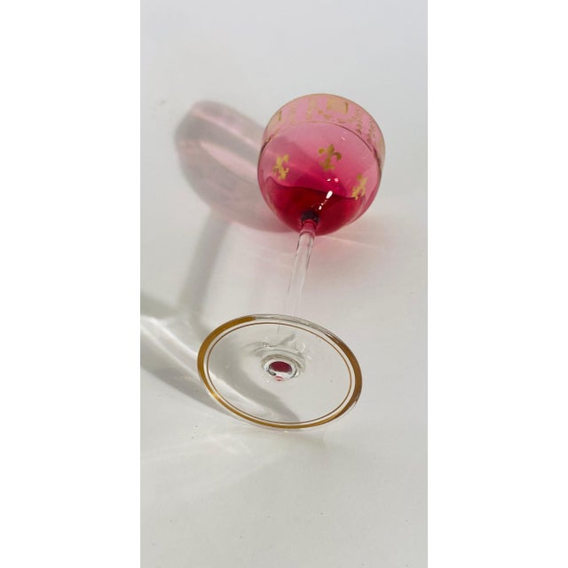 Ruby Gilt Wine Glasses, Antique French Circa 1900. Fleur de Lis - Set of 10 For Sale - Image 10 of 10