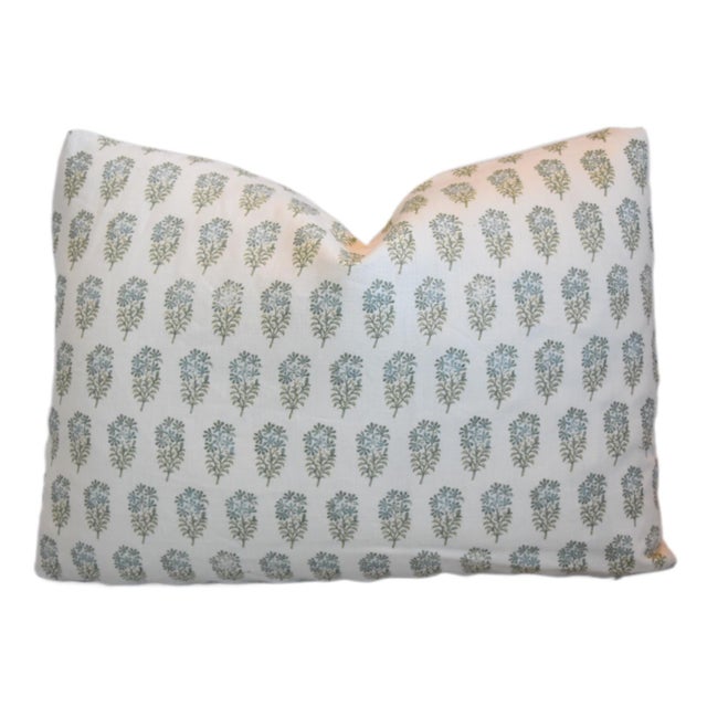 Designer Wells Abbott Floral Blocked Linen Pillow Including the Feather Down Instert For Sale In Los Angeles - Image 6 of 6