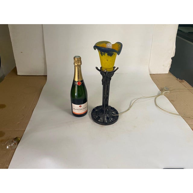 French Art Deco Table Lamp in Hammered Iron, France, 1920s For Sale - Image 14 of 18