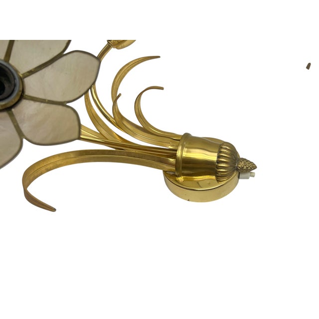 1960s Brass and Lotus Flower Wall Lights by Sa Boulanger, 1960s, Set of 2 For Sale - Image 5 of 15