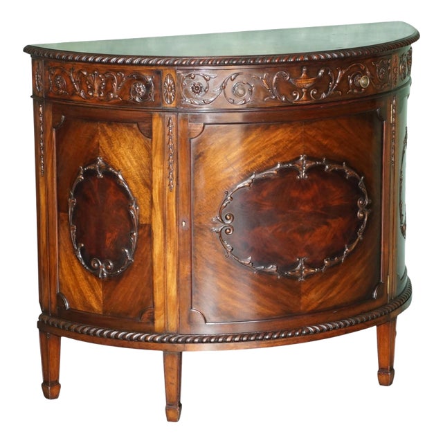 Antique Victorian Flamed Hardwood Demi Lune Sideboard, 1880 For Sale