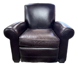 Vintage Mitchell Gold Brown Leather Recliner Club Chair