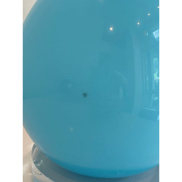 Vintage Murano Glass Long Neck Table Lamps in Sky Blue - a Pair For Sale - Image 10 of 11