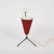 Mid-Century Modern Italian Tripod Conical Red Lacquered Metal and Brass Table Lamp, 1950s For Sale - Image 3 of 9
