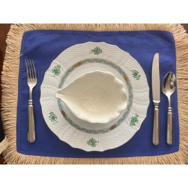 Mid 20th Century Vintage Majolica-Style White Cabbage Leaf Dessert Bowls, set of 12 For Sale - Image 5 of 11
