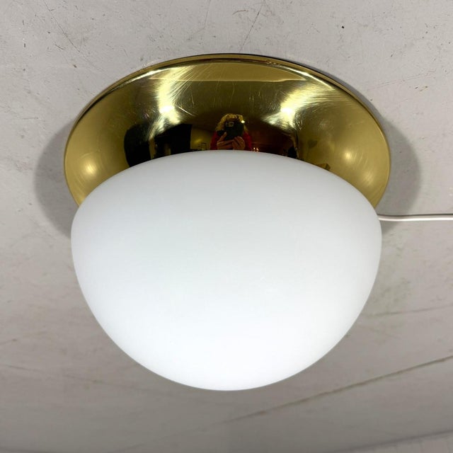 1970s Brass & Glass Ceiling Lamp from Glashütte Limburg, 1970s For Sale - Image 5 of 16