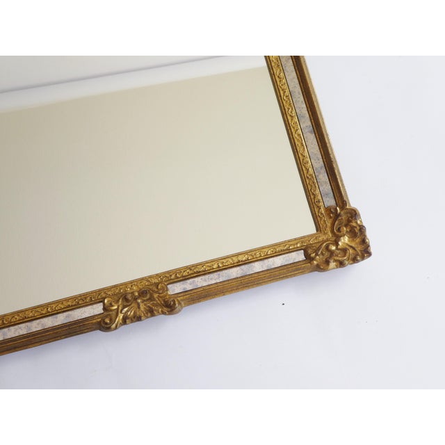 Vintage Rectangular Wall Hanging Gilt Wood Gold Ornate Mirror, 1960s For Sale - Image 6 of 11