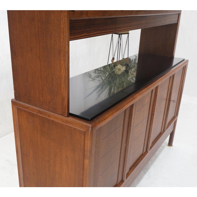 Dunbar Walnut Two Part Sideboard Credenza Breakfront Carved Slate Inserts MINT! For Sale - Image 9 of 18