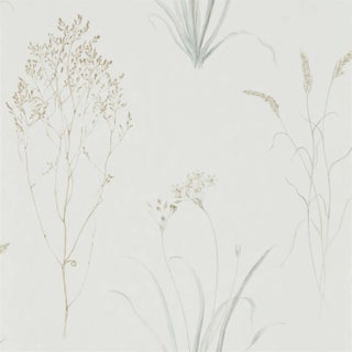 Sanderson Farne Grasses Wallpaper in Silver/Ivory For Sale