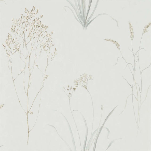 Sanderson Farne Grasses Wallpaper in Silver/Ivory For Sale