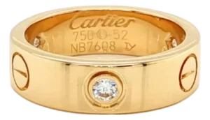 Cartier Love 3 Diamond 18k Yellow Gold 5.5mm Band Ring Size 6 W/Paper