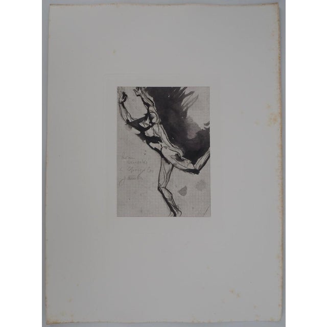 Auguste Rodin (1840-1917) (after) Overturned Man Heliogravure reworked with drypoint and enhanced with watercolor On wove...