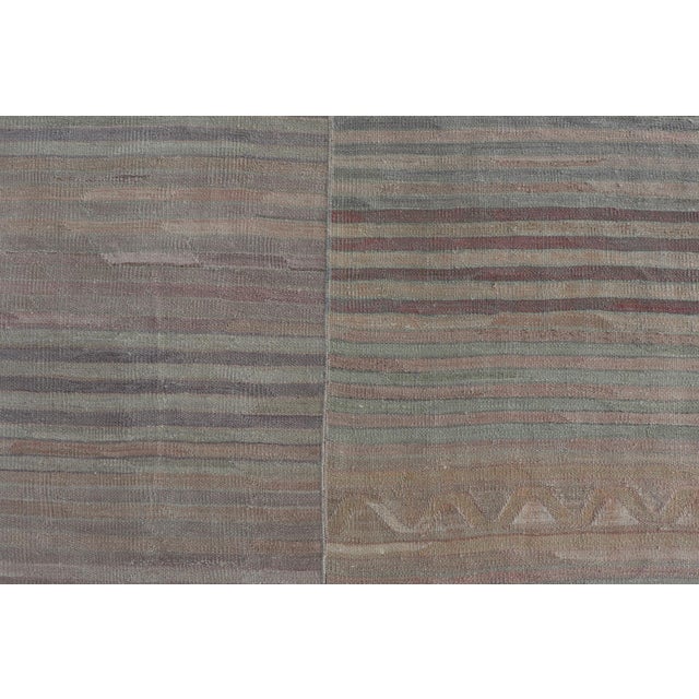Vintage Hand Woven Turkish Paneled Kilim Vintage Rug in Earthy Tones For Sale - Image 9 of 13