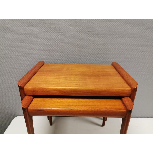 Nesting Tables in Veneered and Teak Wood with Tap Joints and ‘Edge from Heltborg Møbler, Denmark, 1960s, Set of 2 For Sale - Image 3 of 11