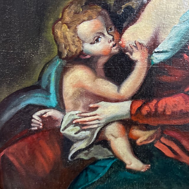 20th Century Oil on Canvas Framed Cuzco School Madonna With Child For Sale In Washington DC - Image 6 of 11