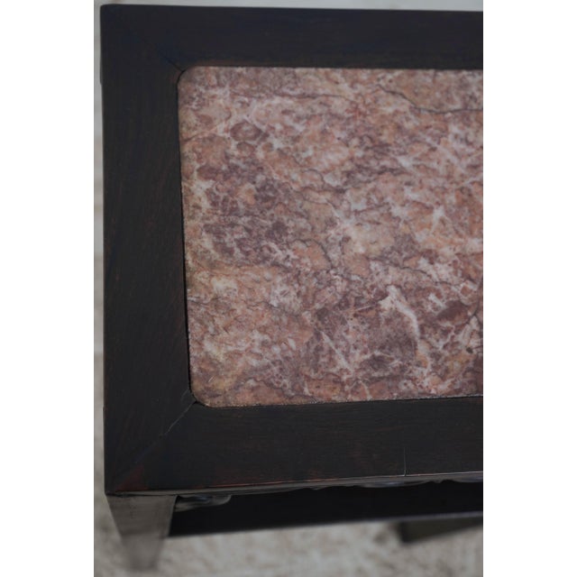 Wood Chinese Rosewood Marble Inset End Table For Sale - Image 7 of 14
