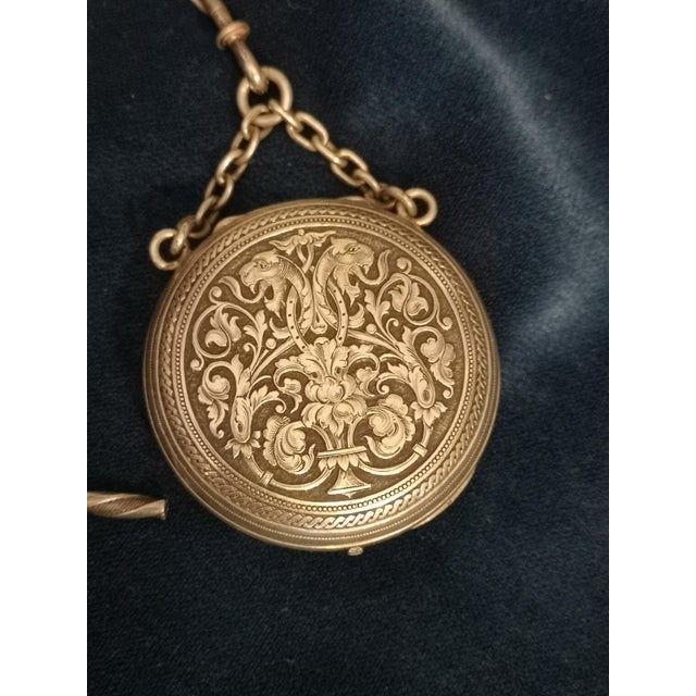Gray French Sterling Silver Pocket Watch with Chain For Sale - Image 8 of 18