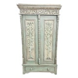 Late 19th Century Antique French Country Carved and Painted Tree Armoire For Sale
