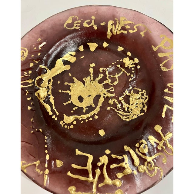 (after) Salvador Dali, Salvador Dali Daum Pate de Verre with Gold, Glass Plate Sculpture Crystal Art, c.1970 For Sale In Miami - Image 6 of 18