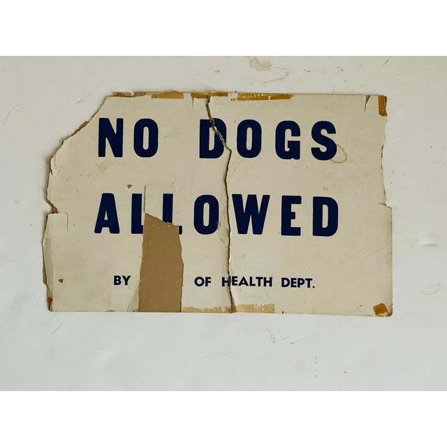 Mid-Century Modern Vintage No Dogs Allowed Distressed Sign For Sale - Image 3 of 3