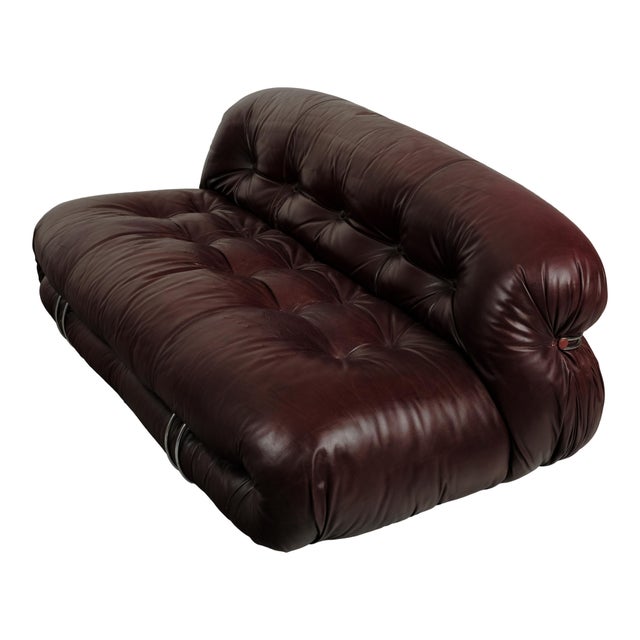 Metal Soriana 2-Seater Sofa in Brown Leather by Afra & Tobia Scarpa for Cassina, 1969 For Sale - Image 7 of 18