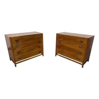 Mid-Century Modern Hickory Walnut Bachelor Chests - Set of 2 For Sale