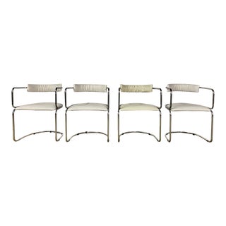 1960s Mid-Century Modern Chrome Round Wire Style Dining Chairs - Set of 4 For Sale