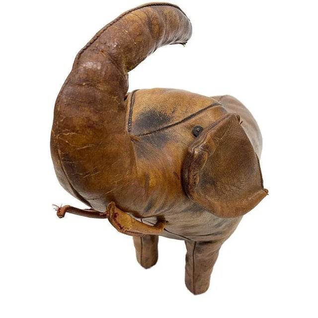 Animal Skin Leather Elephant Small Footstool attributed to Dimitri Omersa, 1960s For Sale - Image 7 of 11