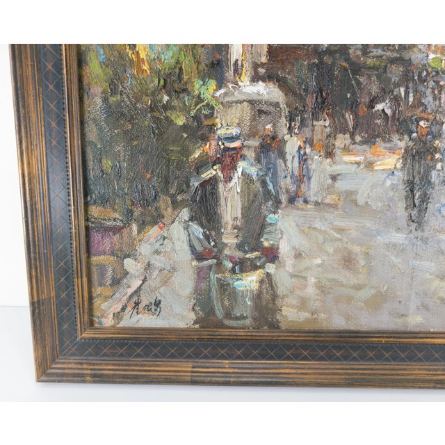 Gray Late 20th Century Asian Impressionist Street Scene Painting For Sale - Image 8 of 13