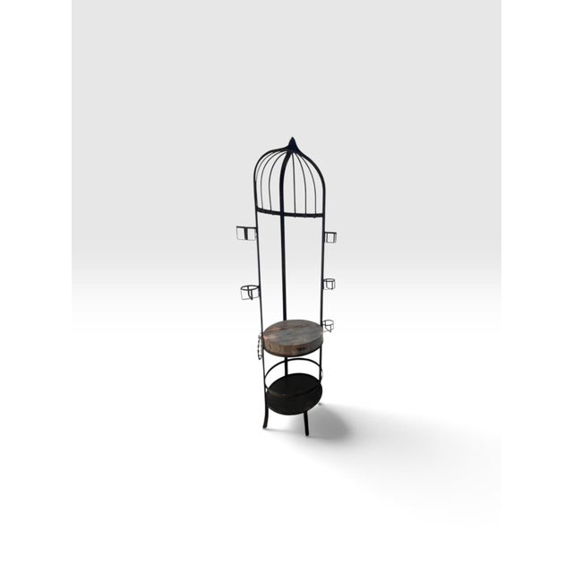 Phyllis Morris 1980s Signed Phyllis Morris Beverly Hills Monumental Wrought Iron Wine & Cheese Stand, 83” For Sale - Image 4 of 11