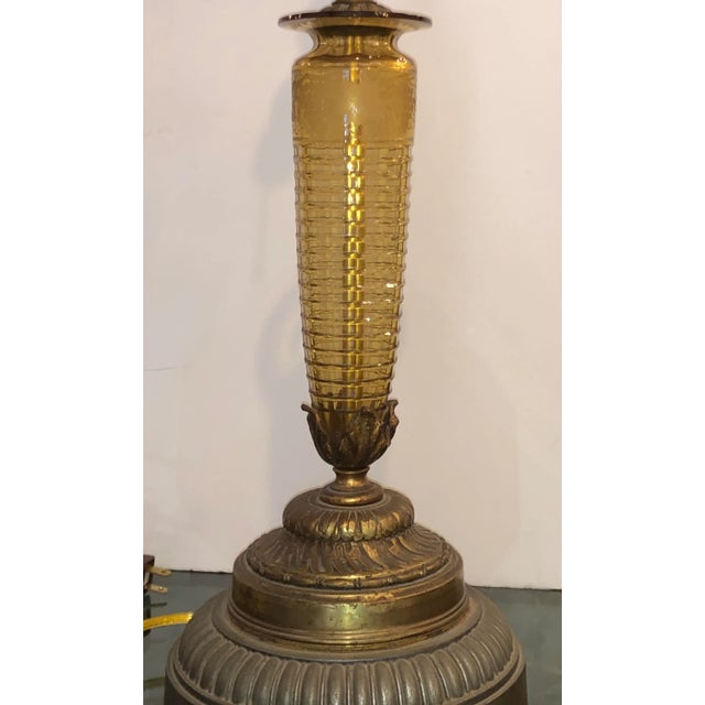 Vintage Hawkes Pairpoint Amber Crystal Table Lamp