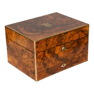 Victorian Burl Walnut Gentlemans Dressing Box
