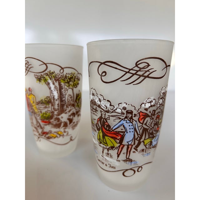 A little piece of Americana. Currier & Ives, "Brown" vintage 1950s frosted glass tumblers featuring various scenes of...
