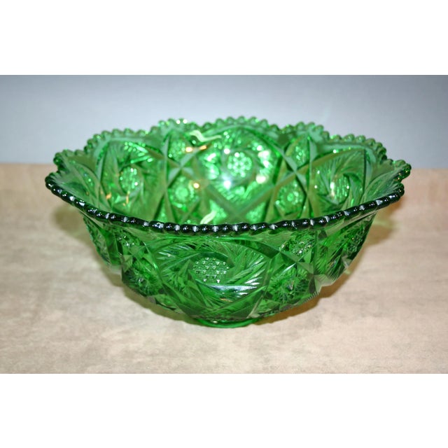 1890s Large Imperial Green Glass Punch Bowl For Sale - Image 6 of 6