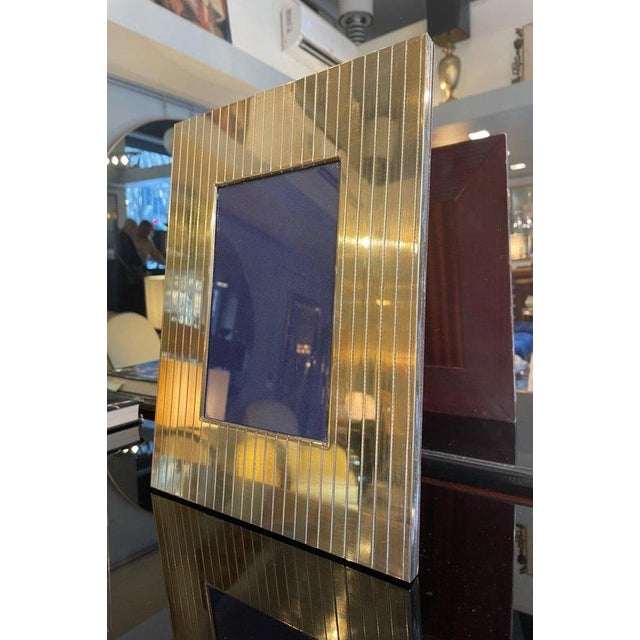 Vintage Brass and Blue Velvet Photo Frame, 1970s For Sale - Image 3 of 5