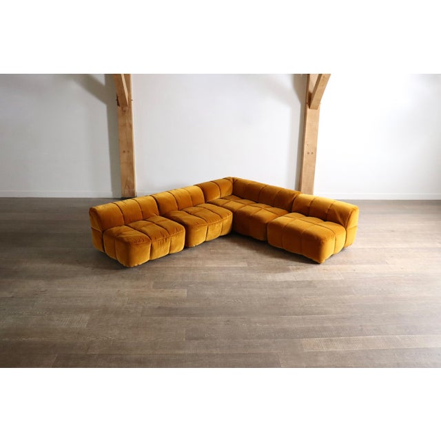 Strips Sofa in Velvet by Cini Boeri for Arflex, Italy, 1968, Set of 4 For Sale - Image 3 of 14