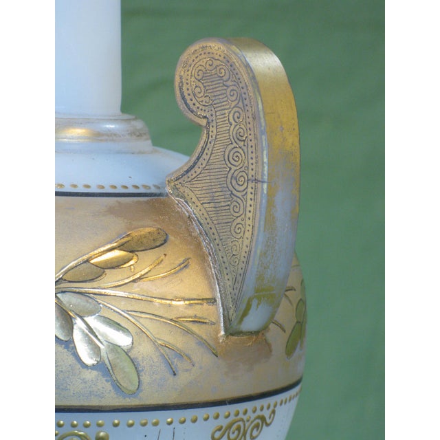 Table Lamp Glass Urn Vase Antique Bohemian Moser Gold Leaves For Sale - Image 12 of 18