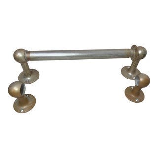 Rare Antique Industrial Nickel Plated Brass Wall Mount Towel Rack Holder Fixture For Sale