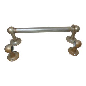Rare Antique Industrial Nickel Plated Brass Wall Mount Towel Rack Holder Fixture