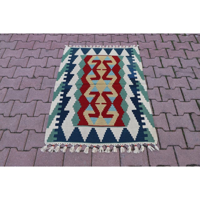 1960s Rustic Farmhouse Handmade Wool Kilim For Sale - Image 11 of 11