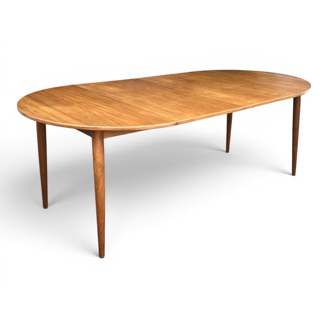 Mid-Century Modern 1960s Danish Modern Teak Expandable Oval Dining Table With Two Leaves For Sale - Image 3 of 13